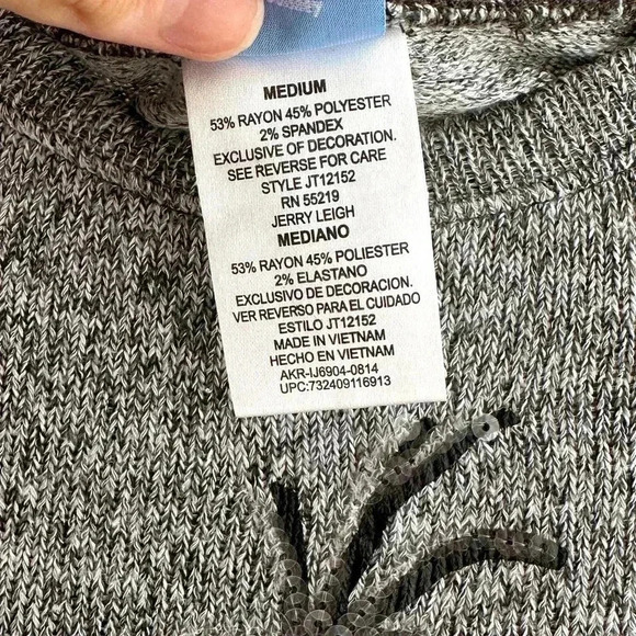 Disney Frozen Olaf Sequin Gray Knit Lightweight Sweater, Size Medium - Picture 14 of 16